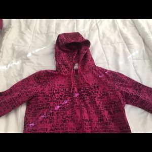 Hot pink girls under armor zip up sweatshirt